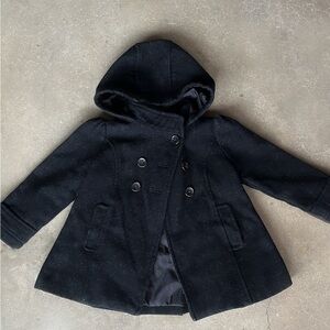Classic Black Kids Hooded Coat